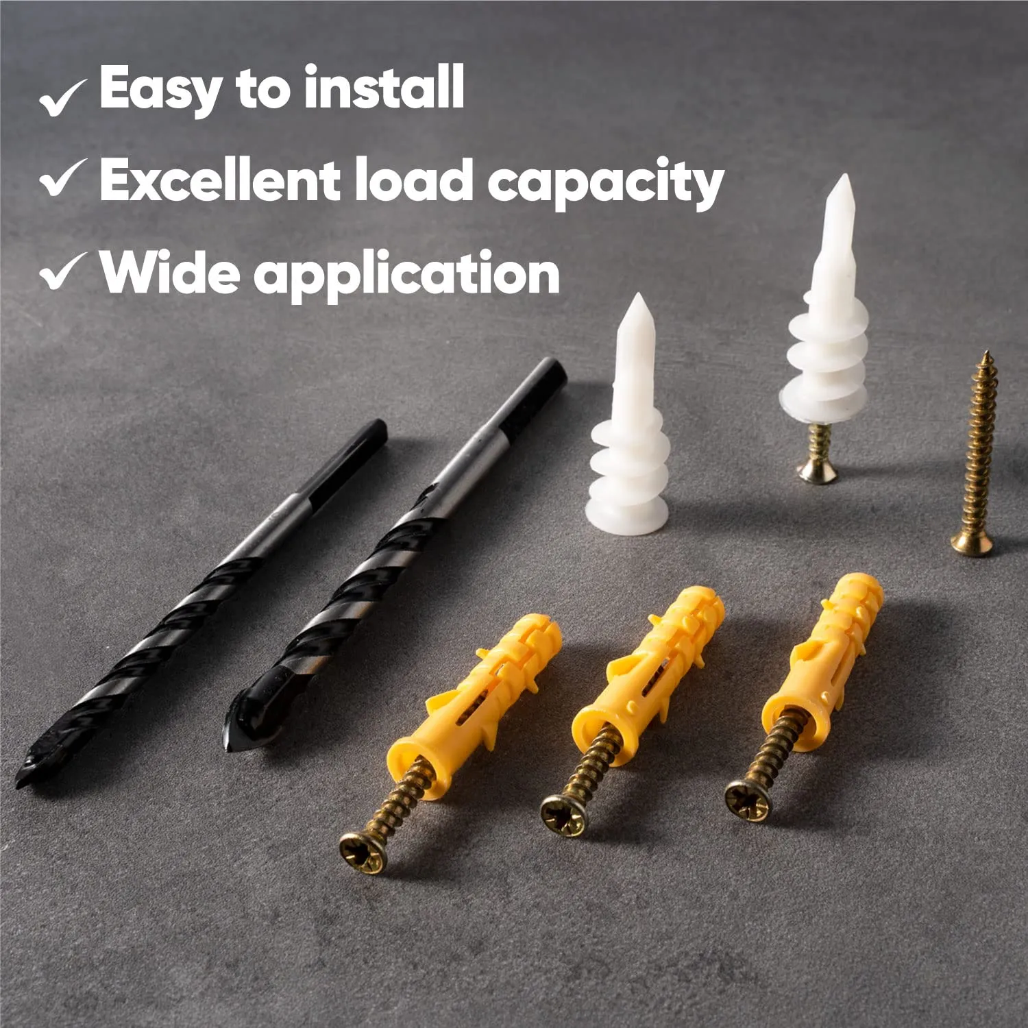 Masonry Drill Bit with Concrete Anchors and Screws Kit