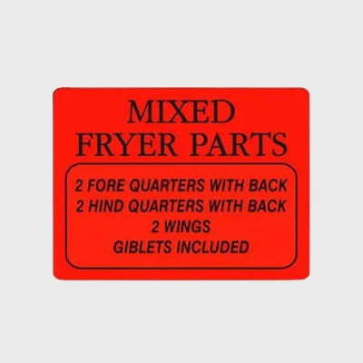 Meat And Seafood Label  Mixed Fryer Parts (2 / 2 / 2) - 1,000/Roll