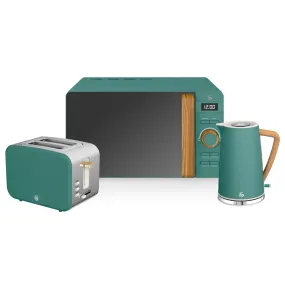 Nordic Green 2-Slice Toaster, Kettle, and Microwave Bundle