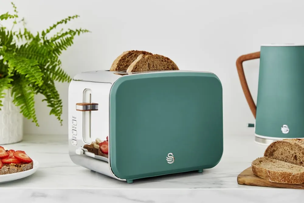 Nordic Green 2-Slice Toaster, Kettle, and Microwave Bundle