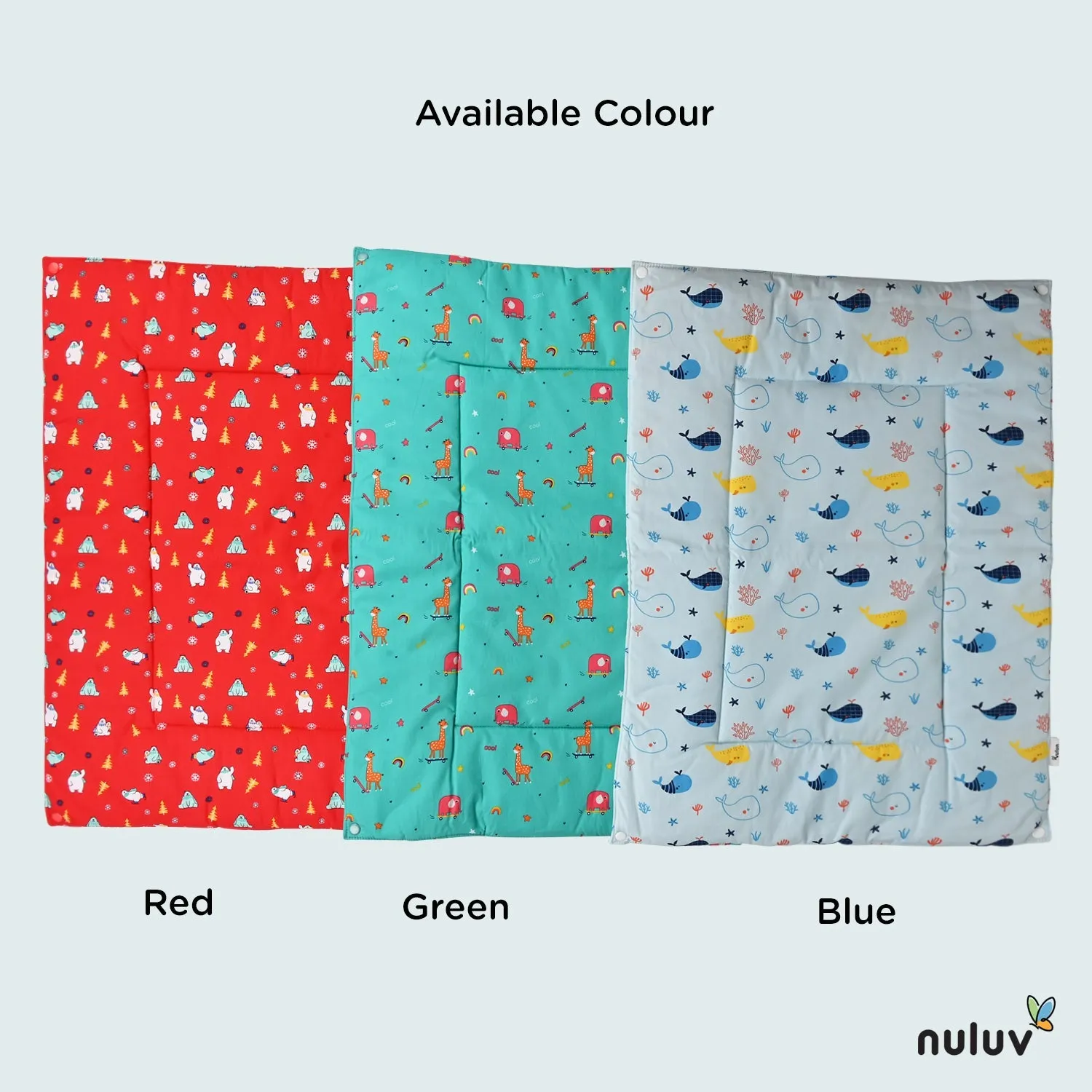 Nuluv Lt Green Diaper Changing Mat (plastic base with 3 diaper mats) 100 % Organic Cotton with Antimicrobial Finish