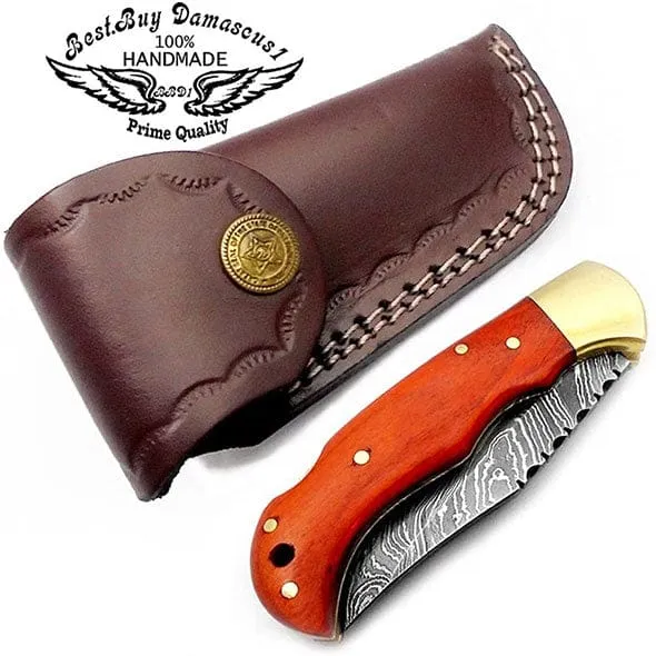 Orange Wood 6.5'' Hunting Pocket Knife