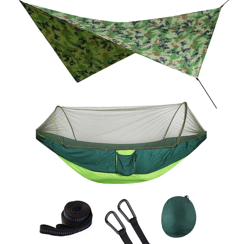 Outdoor Automatic Quick Open Mosquito Net Hammock Tent With Waterproof Canopy Awning Set Hammock Portable Pop-Up