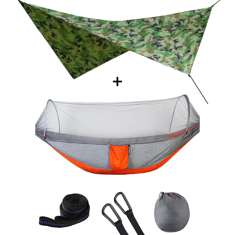 Outdoor Automatic Quick Open Mosquito Net Hammock Tent With Waterproof Canopy Awning Set Hammock Portable Pop-Up