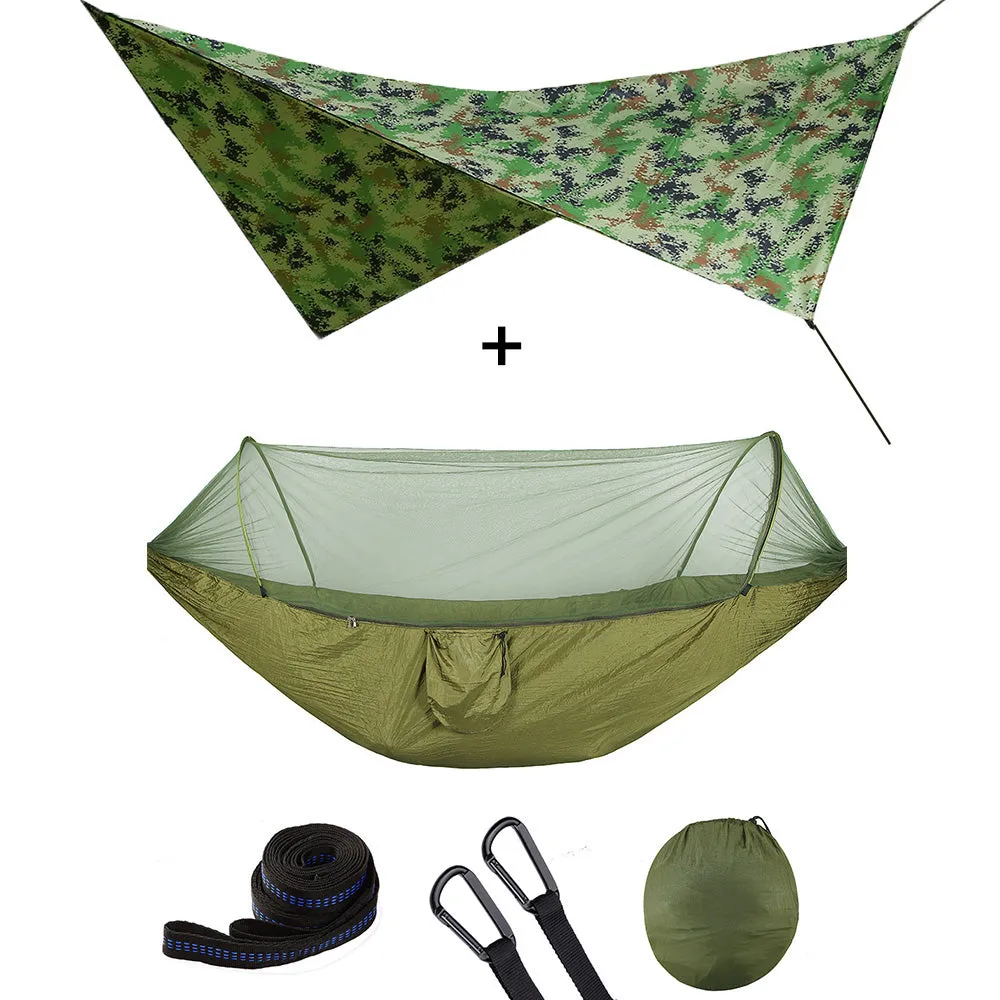 Outdoor Automatic Quick Open Mosquito Net Hammock Tent With Waterproof Canopy Awning Set Hammock Portable Pop-Up