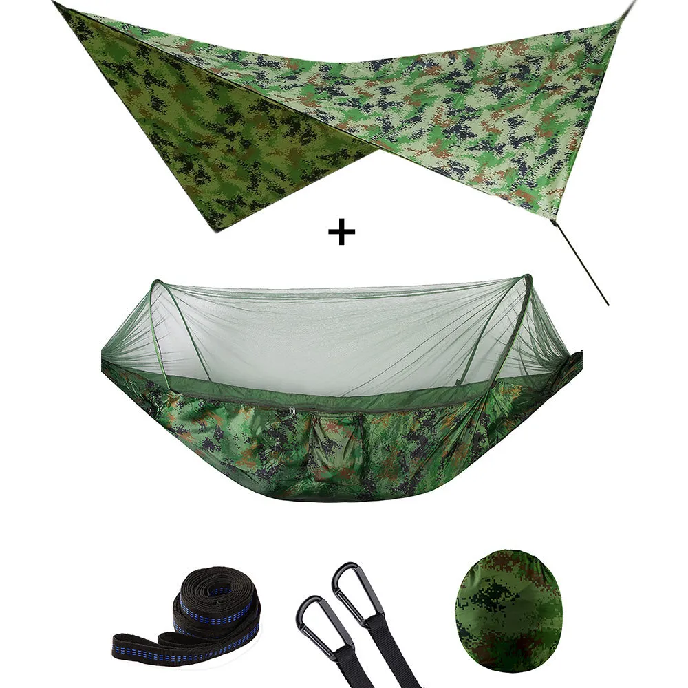 Outdoor Automatic Quick Open Mosquito Net Hammock Tent With Waterproof Canopy Awning Set Hammock Portable Pop-Up