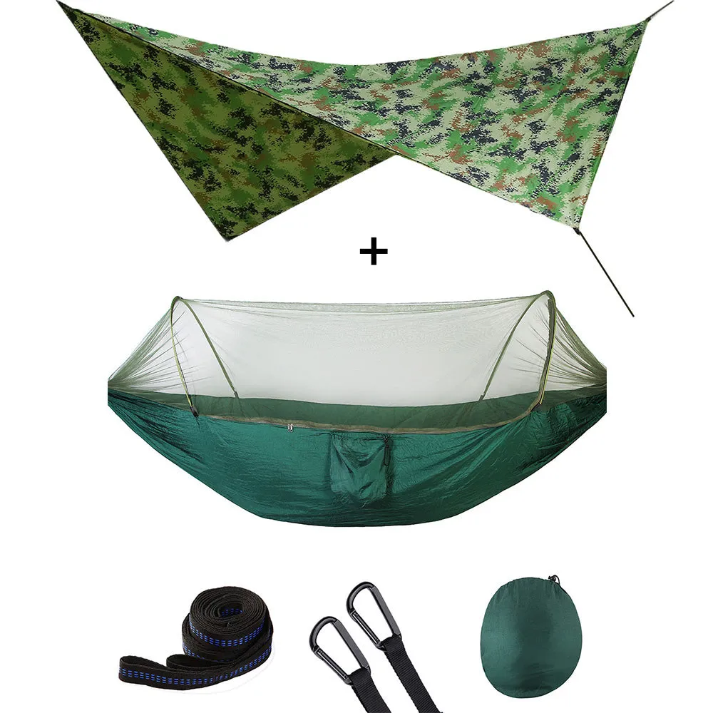 Outdoor Automatic Quick Open Mosquito Net Hammock Tent With Waterproof Canopy Awning Set Hammock Portable Pop-Up