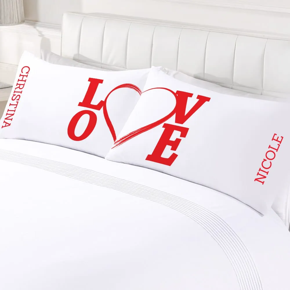 Personalized Love Couples Valentine's Day Sleeping Pillowcase Set