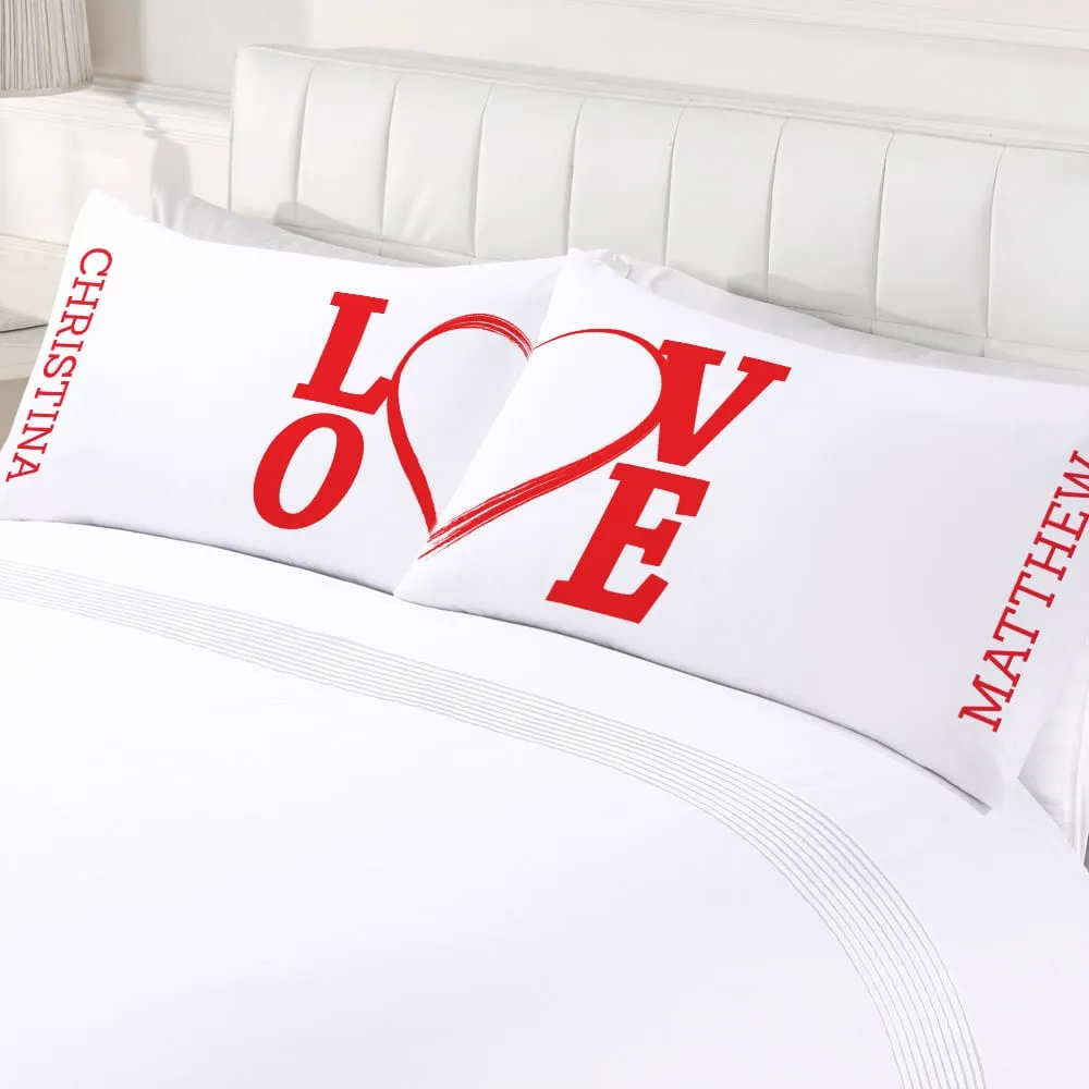 Personalized Love Couples Valentine's Day Sleeping Pillowcase Set