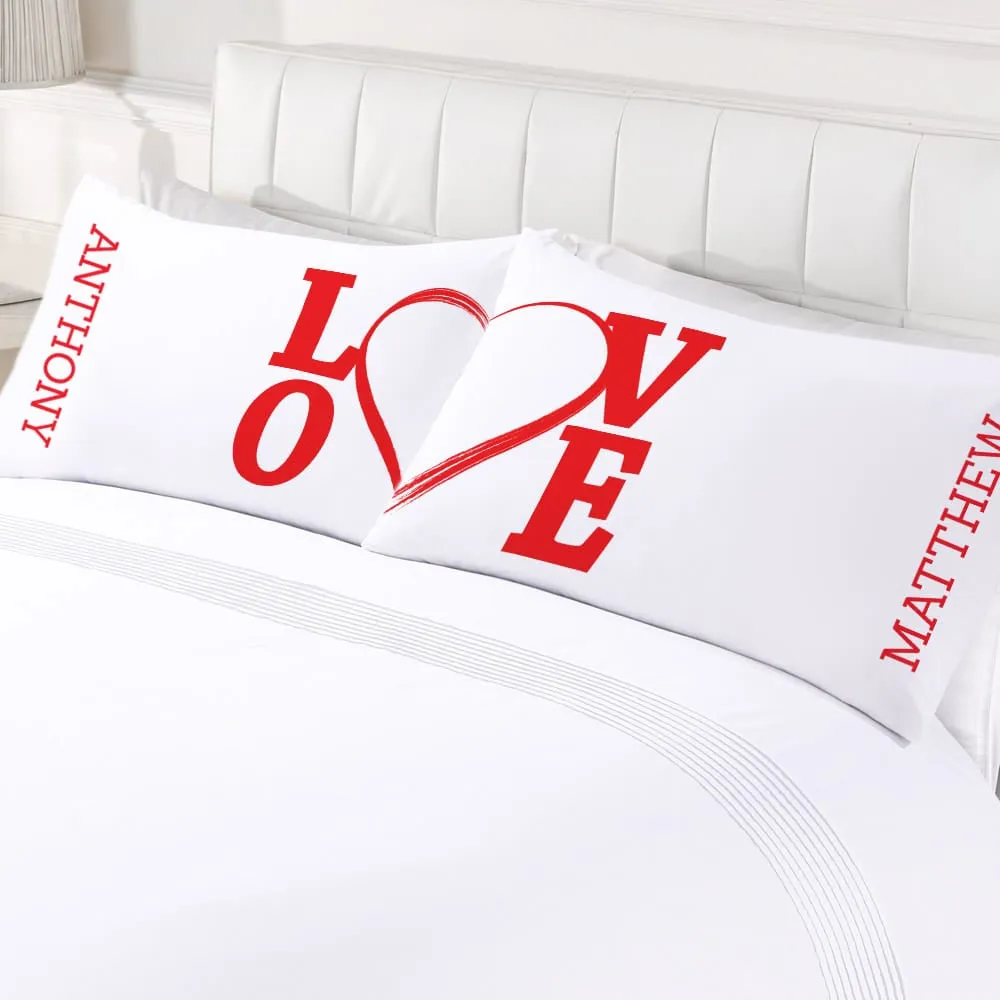 Personalized Love Couples Valentine's Day Sleeping Pillowcase Set