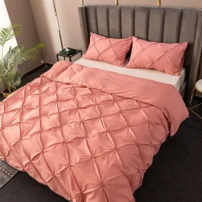 Pinch Pleated Solid Color Duvet Cover Set