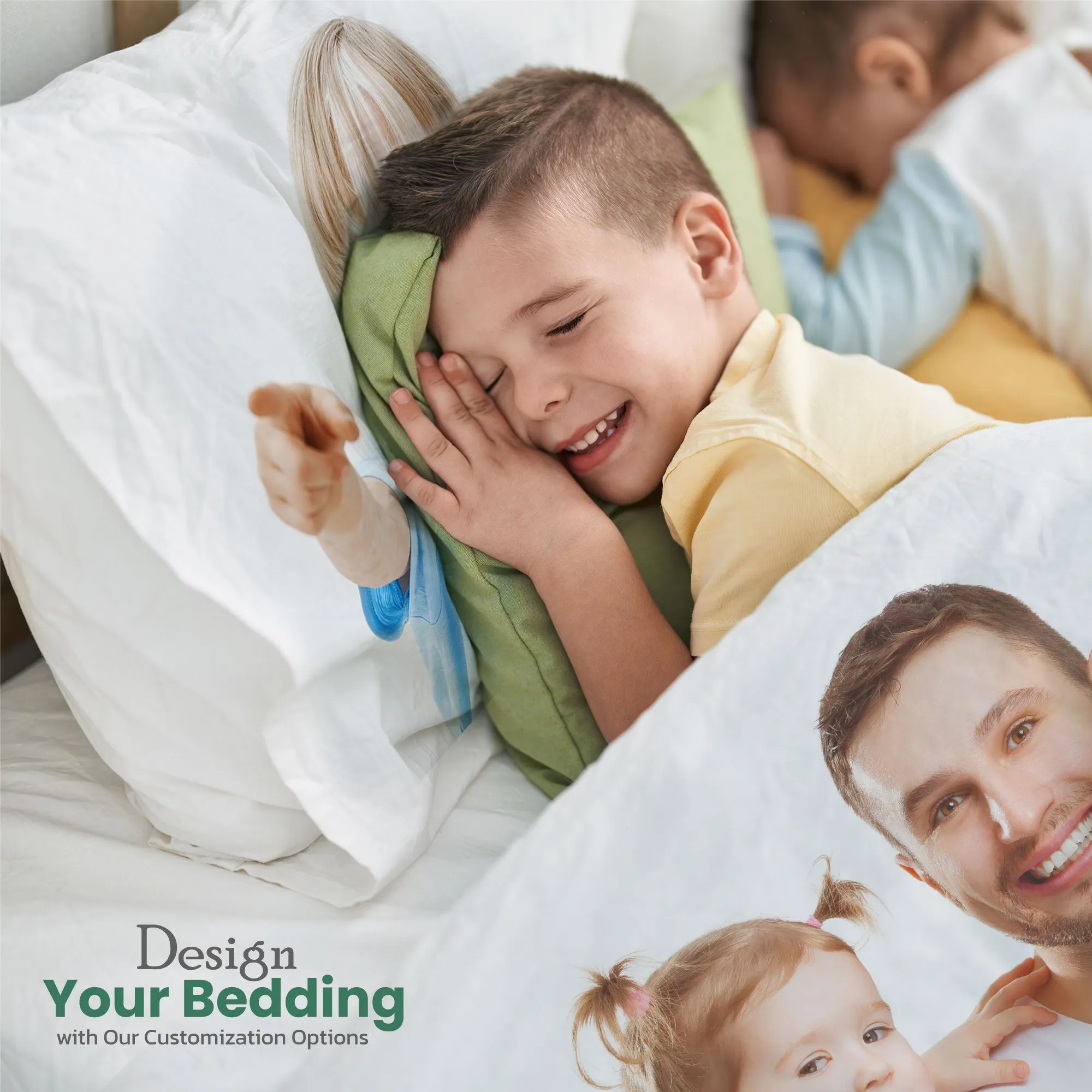 Poly Cotton  4-piece King 240x260 Personalized Custom bedding Comforter set with customized photo printed