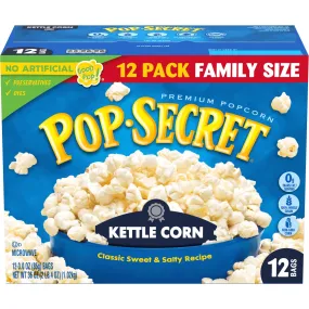 Pop Secret Popcorn, Kettle Corn Microwave Popcorn, 3 oz Sharing Bags, 12 Ct