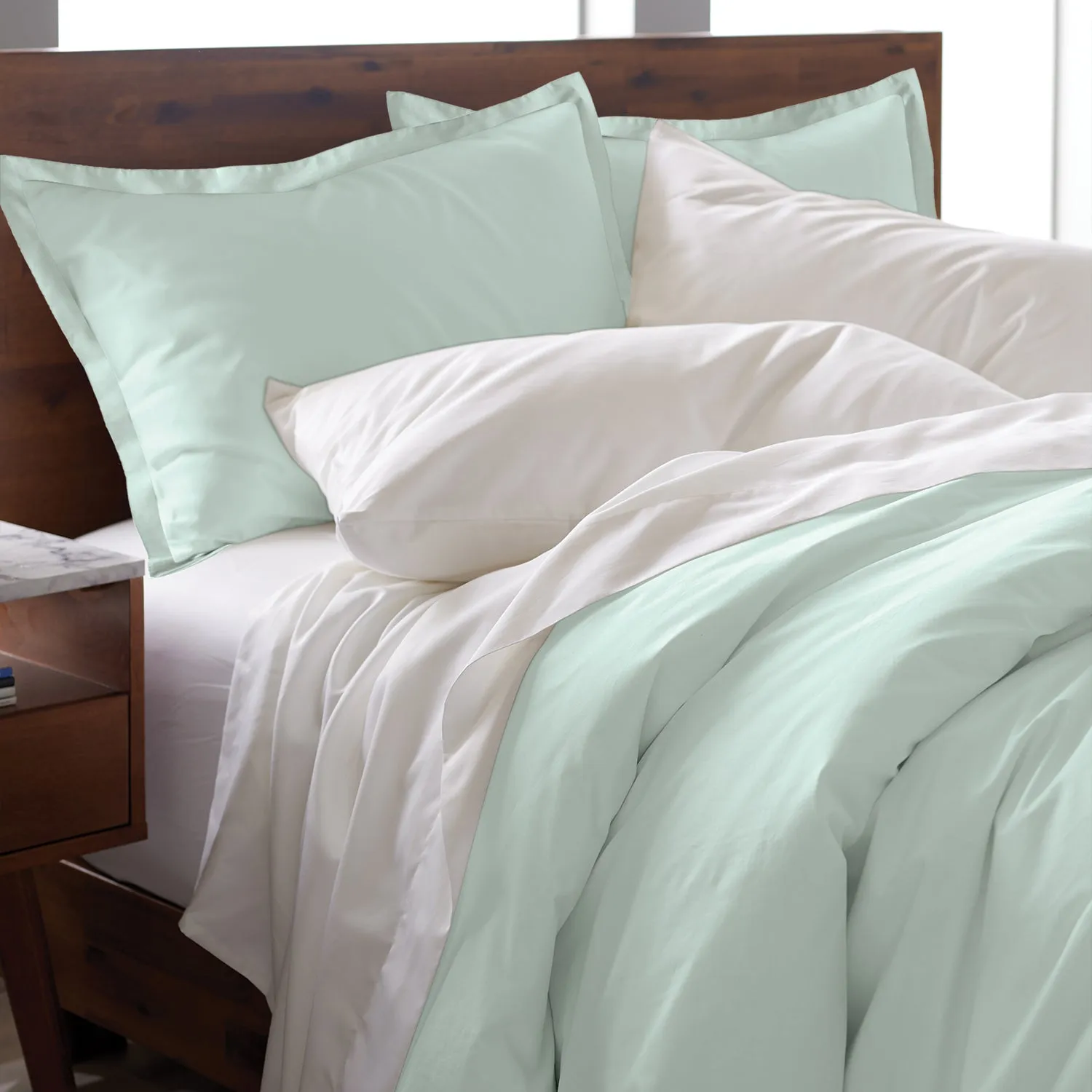 Premium 100% Cotton Duvet Cover Set, 3pc - Breathable, Crisp, and Cool