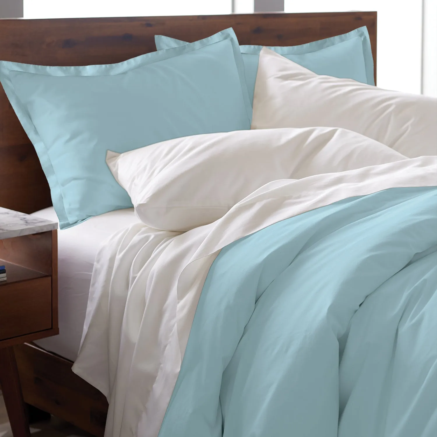 Premium 100% Cotton Duvet Cover Set, 3pc - Breathable, Crisp, and Cool