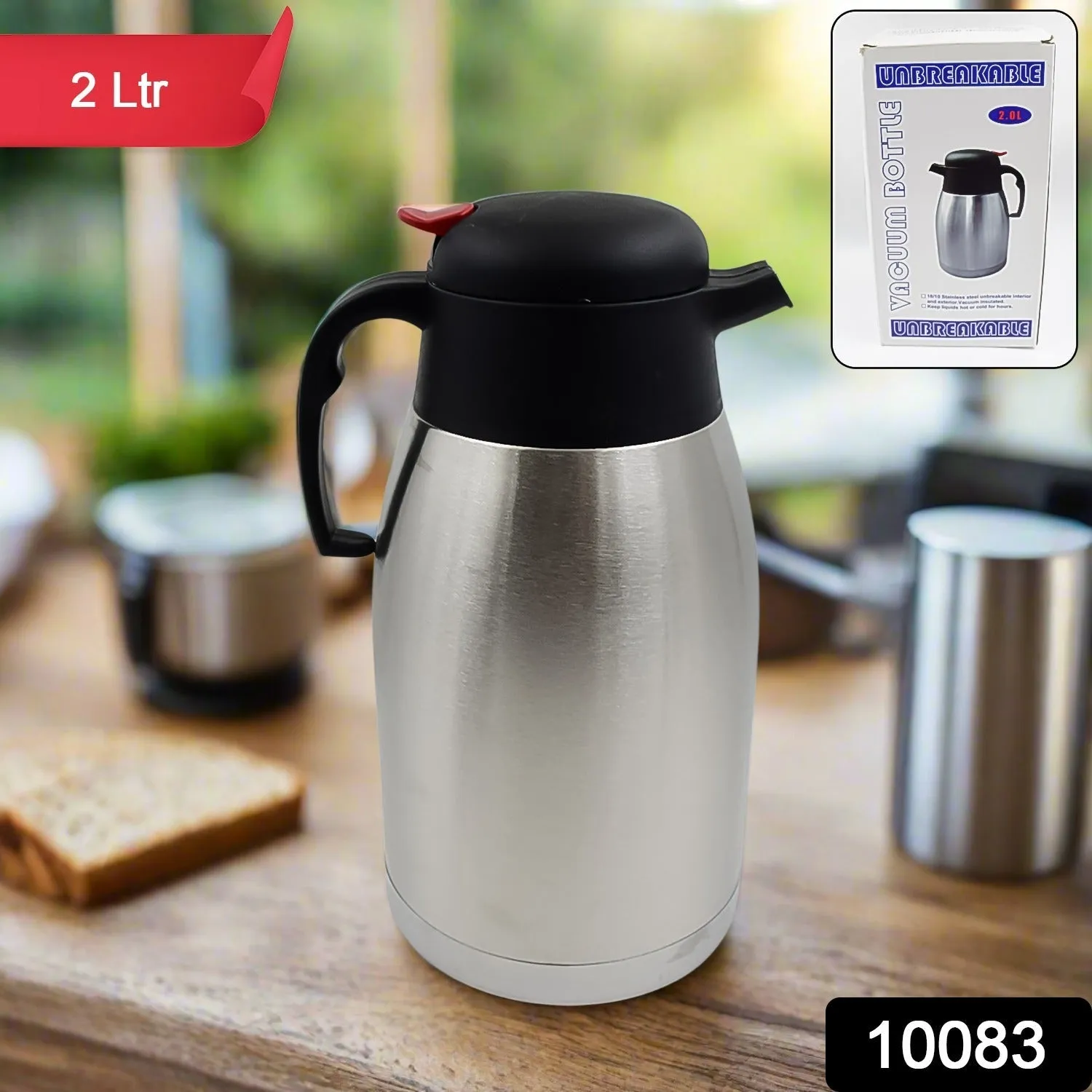 Premium Steel Thermos with Handle and Push Button (2 Ltr.)