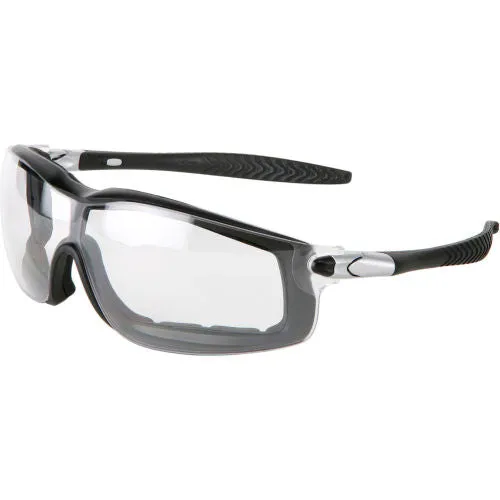 Protective Glasses - MCR Safety RT1 Series Foam Lined Clear Anti-Fog Lens Adjustable Ratcheting Temples RT110AF