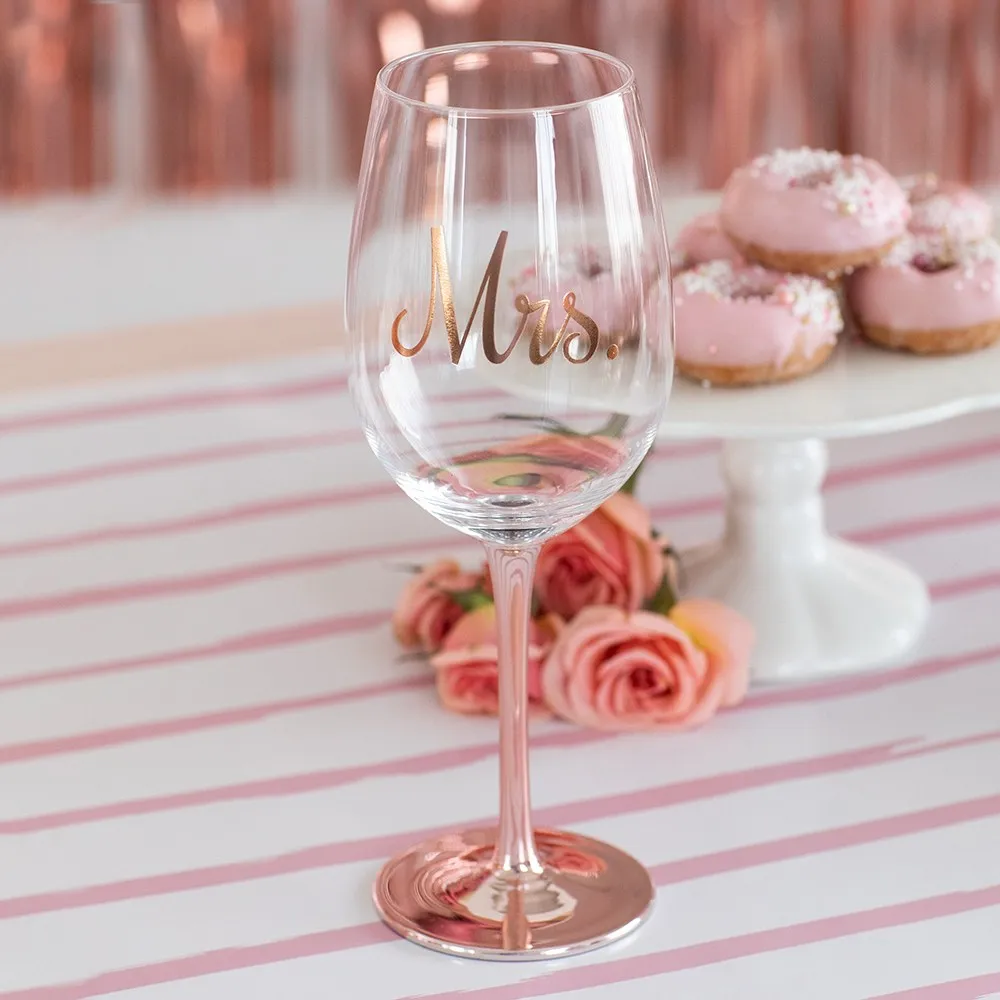 ROSE GOLD STEMMED 18 Oz. WINE GLASS - MRS