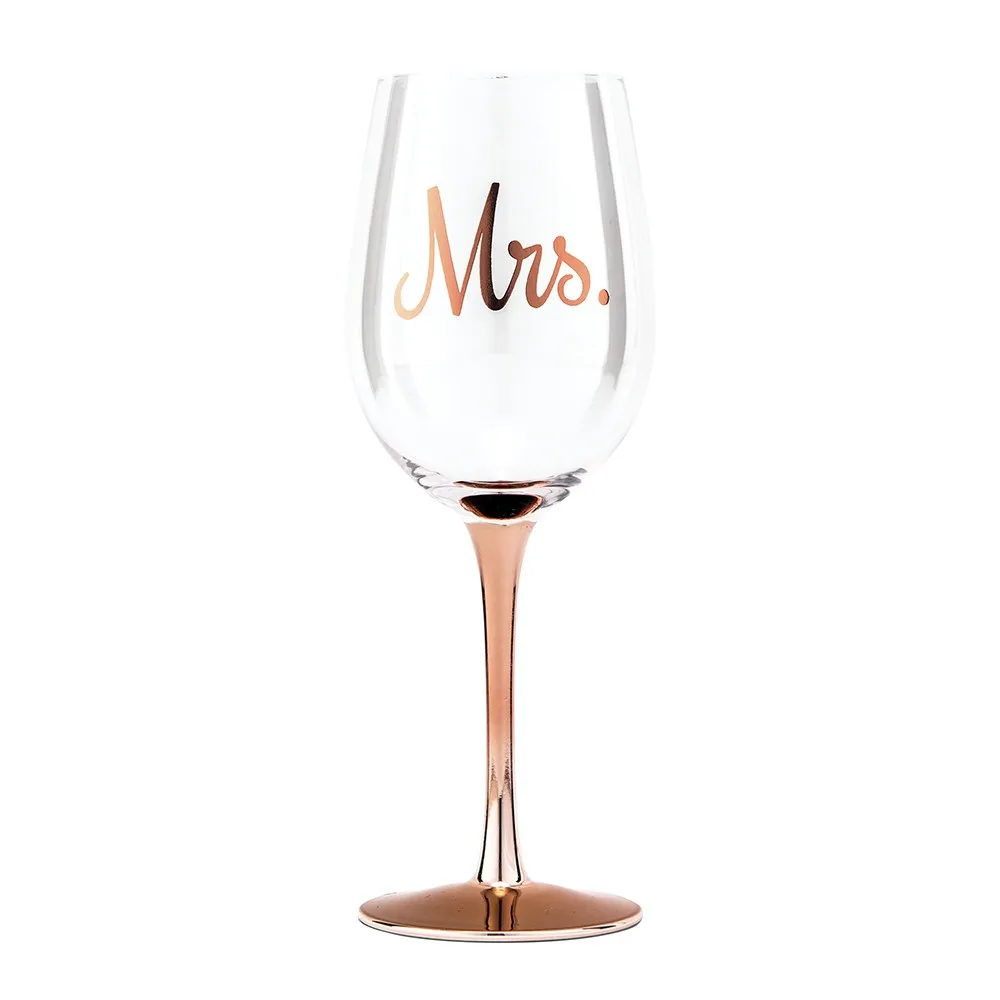 ROSE GOLD STEMMED 18 Oz. WINE GLASS - MRS