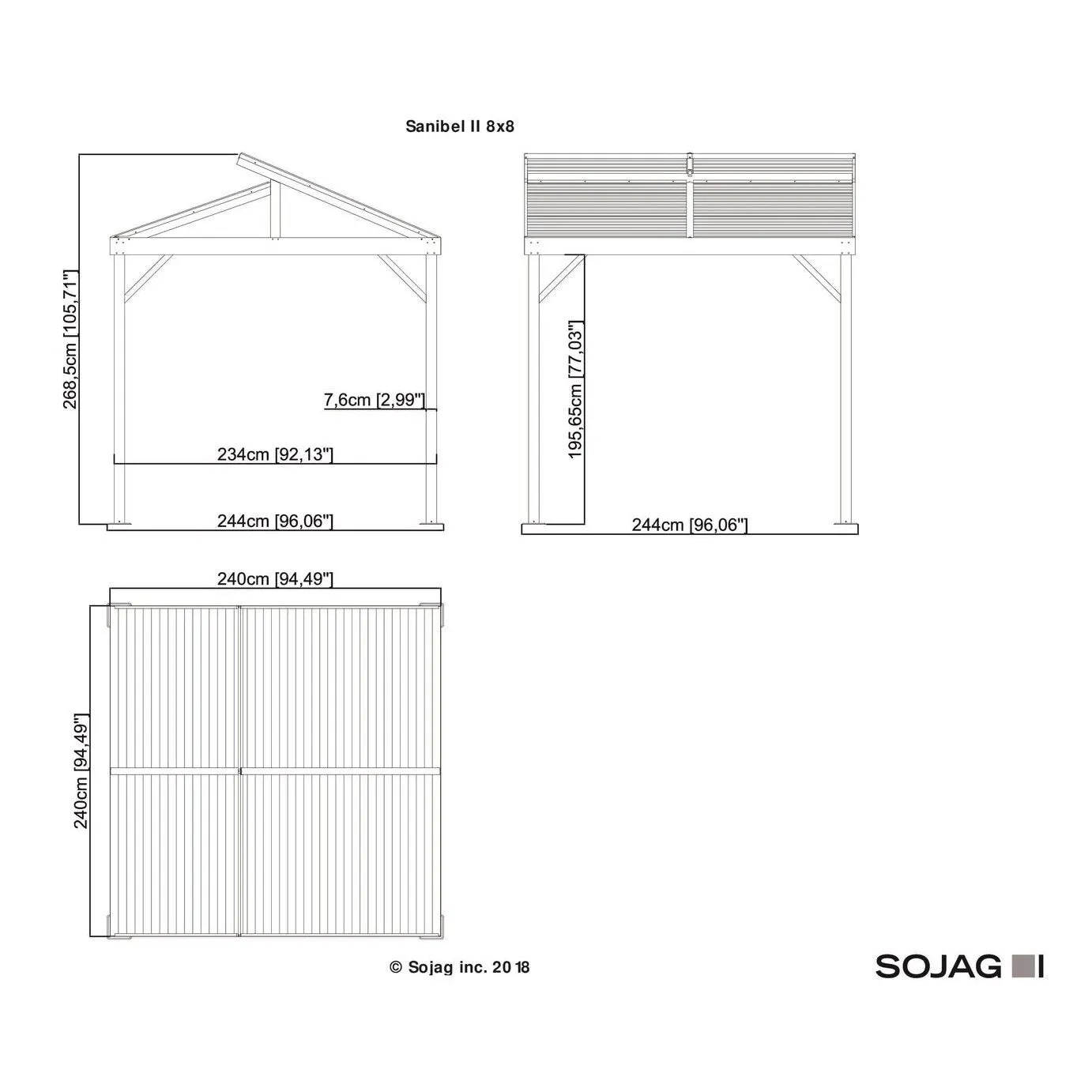 Sojag™ Sanibel II Gazebo Steel Roof with Mosquito Netting