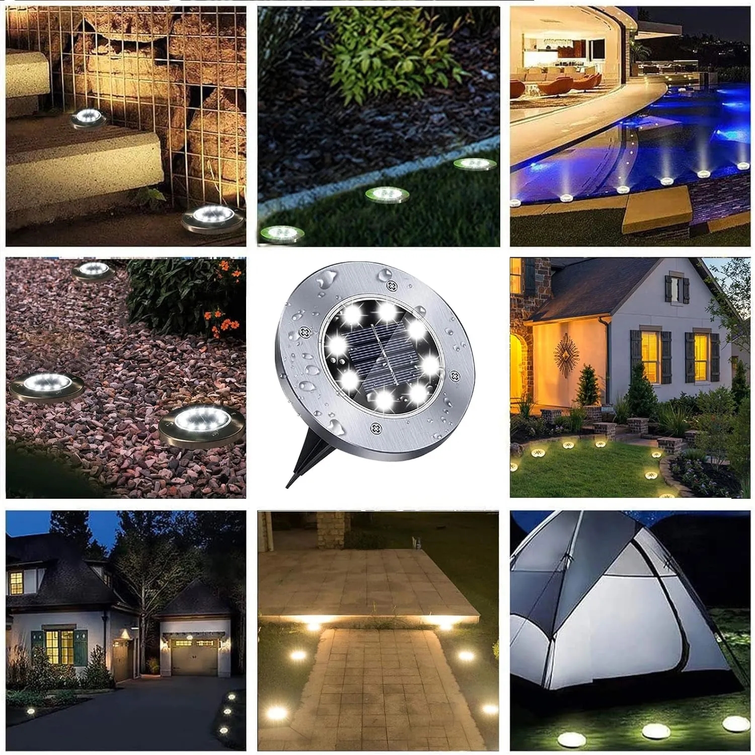 Solar Ground Lights, Waterproof Solar Garden Lights, Upgraded Outdoor Garden Waterproof Bright In-Ground Lights, Landscape Lights for Pathway,Yard,Deck,Lawn,Patio,Walkway (16 Pack White Light)