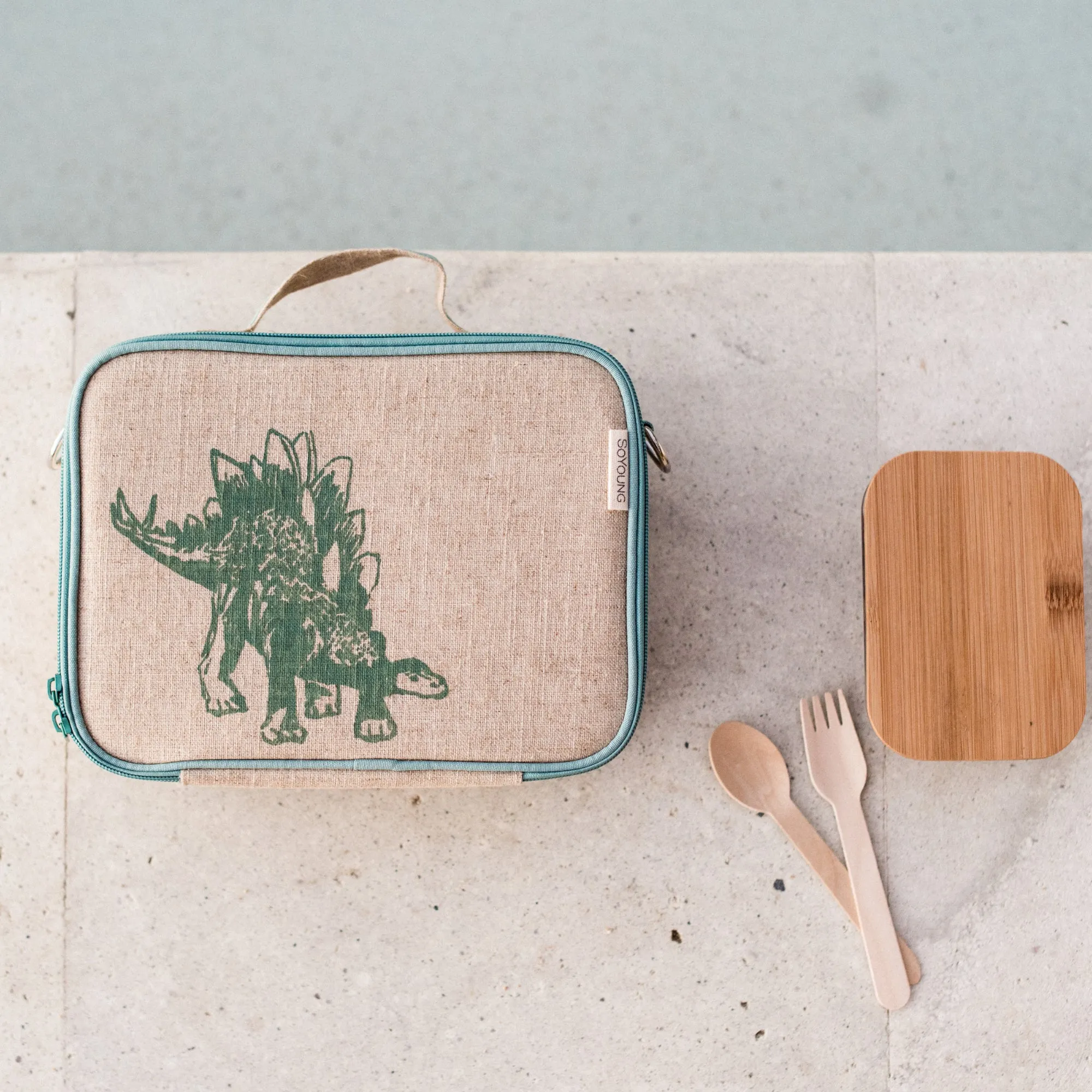 SoYoung Green Stegosaurus Lunchbox for Kids