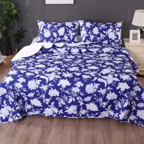 Spring Blue 3 Pcs Bamboo Blend Ultrosonic Reversible Comforter Set Queen