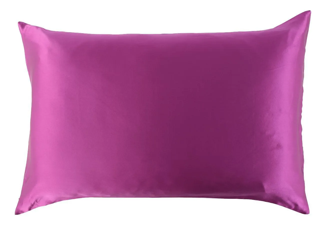 Standard Size Silk Pillowcase Single-Sided with Cotton Underside Hidden Zipper -Purple