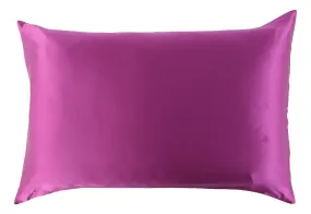 Standard Size Silk Pillowcase Single-Sided with Cotton Underside Hidden Zipper -Purple