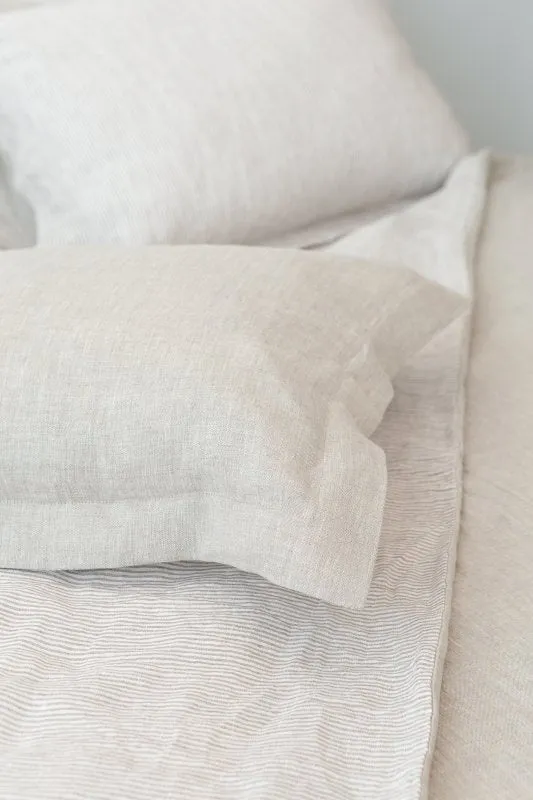 Striped Beige linen sham pillowcase