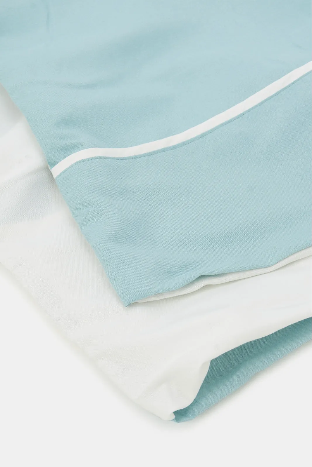 Teal And Ivory Reversible 2-Piece Duvet Cover Set (Single Size)