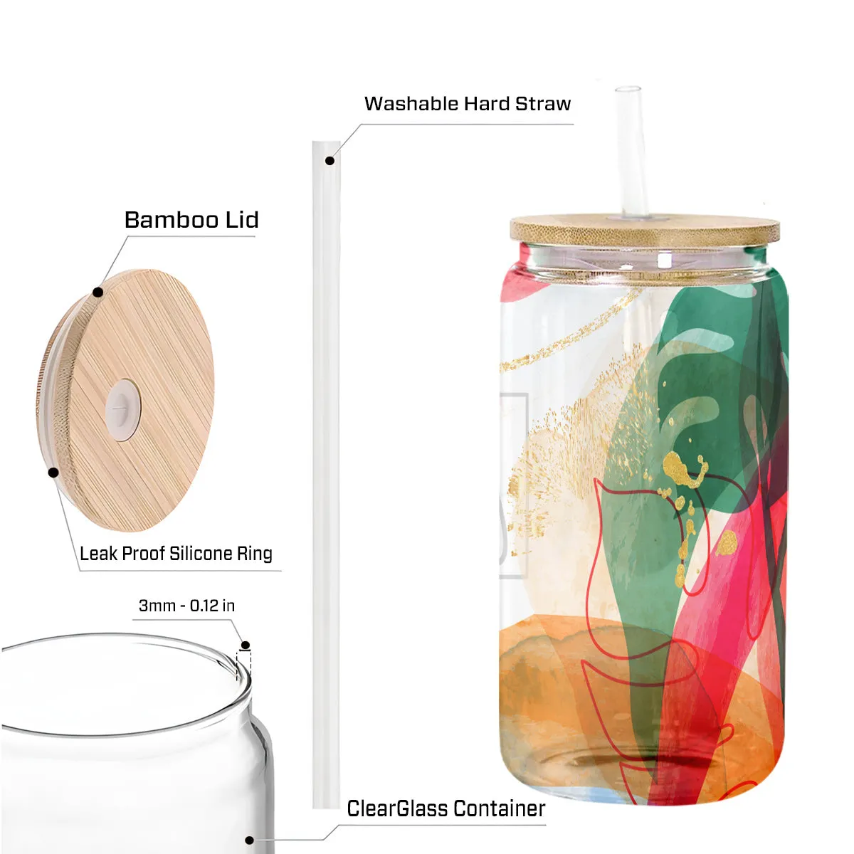 Teesdily | Jesus Abstract Art Gold Tropical Frosted Can, God Is Within Her She Will Not Fall Glass Can With Straw, Christian Gifts For Women Faith