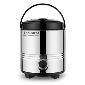 THALAIVAA Stainless Steel Hot Tea Flask/Pot for Office Home Kitchen Shop - PUF Insulated Hot and Cold Water Jug 5 Liters - Steel Water Dispenser with Tap - Easy to Carry Handle - BPA Free, Food Safe