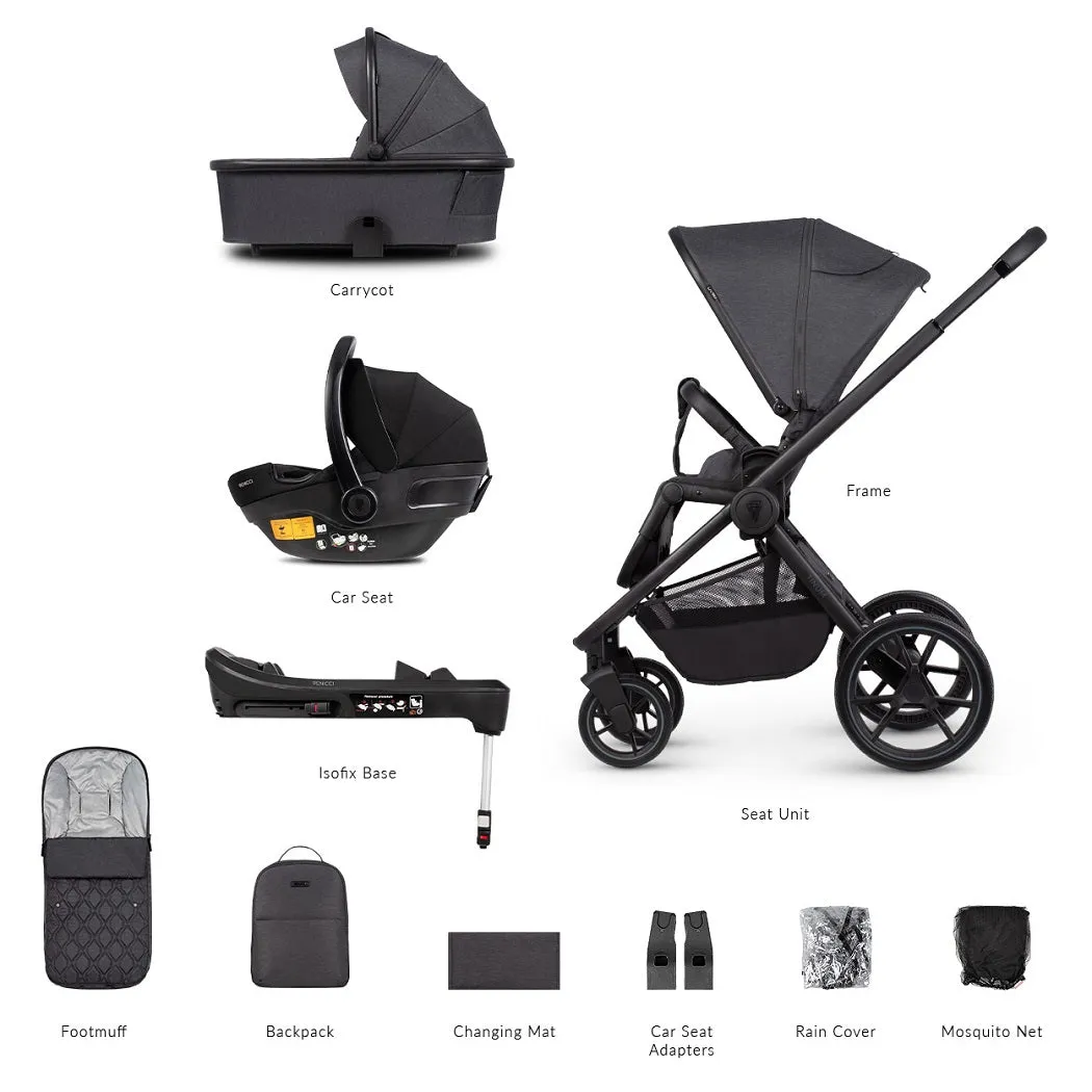 Venicci Tinum EDGE (Charcoal) 3-in-1 Travel System with ISOFIX Base