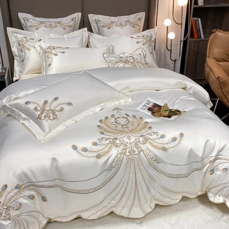 Victorian Royal Style Luxury Duvet Egyptian Cotton Embroidery Cotton 4 Pic Bedding Set