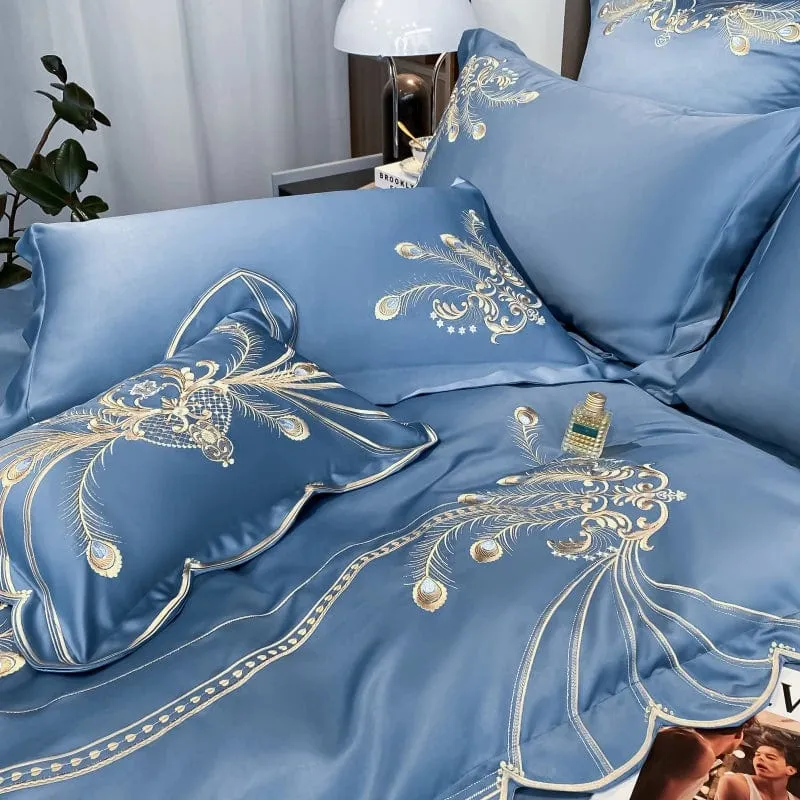 Victorian Royal Style Luxury Duvet Egyptian Cotton Embroidery Cotton 4 Pic Bedding Set