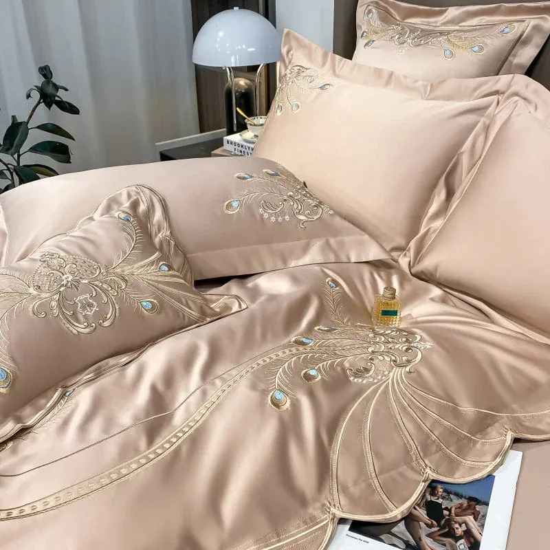 Victorian Royal Style Luxury Duvet Egyptian Cotton Embroidery Cotton 4 Pic Bedding Set