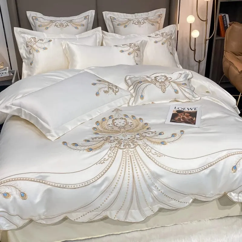 Victorian Royal Style Luxury Duvet Egyptian Cotton Embroidery Cotton 4 Pic Bedding Set