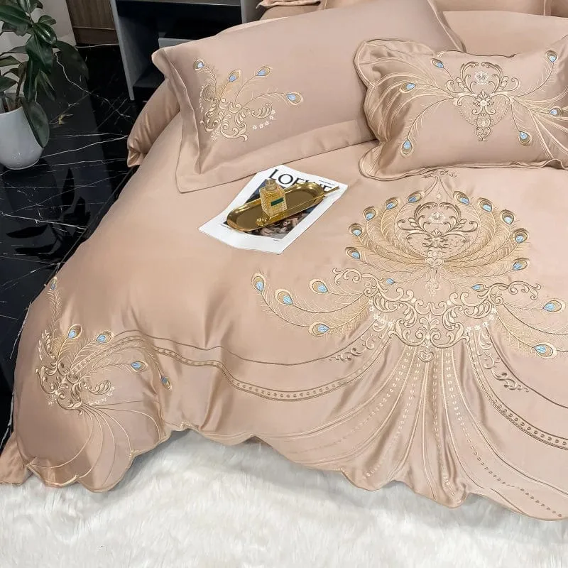 Victorian Royal Style Luxury Duvet Egyptian Cotton Embroidery Cotton 4 Pic Bedding Set