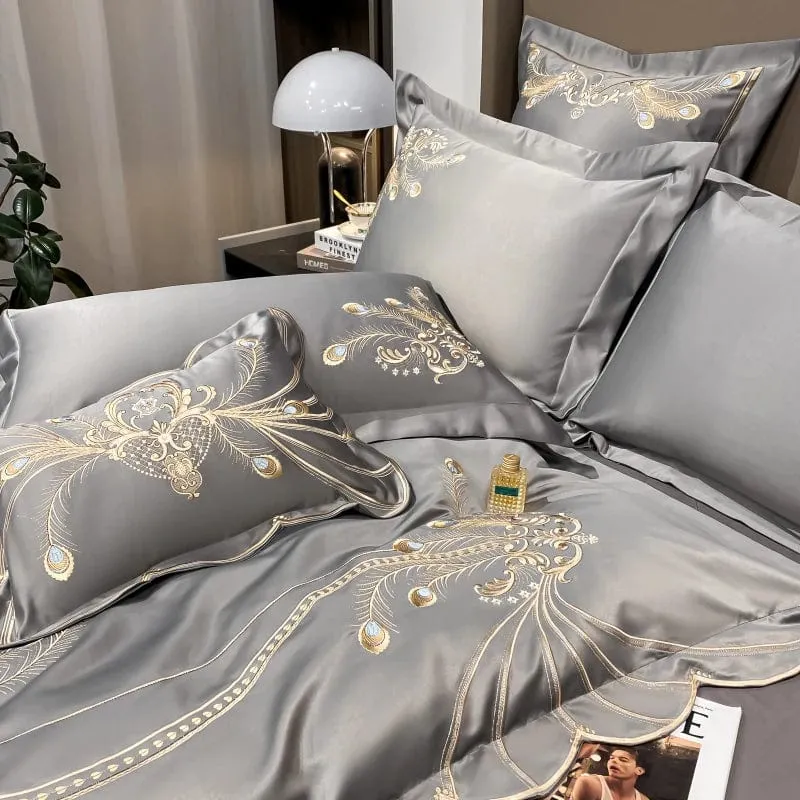 Victorian Royal Style Luxury Duvet Egyptian Cotton Embroidery Cotton 4 Pic Bedding Set