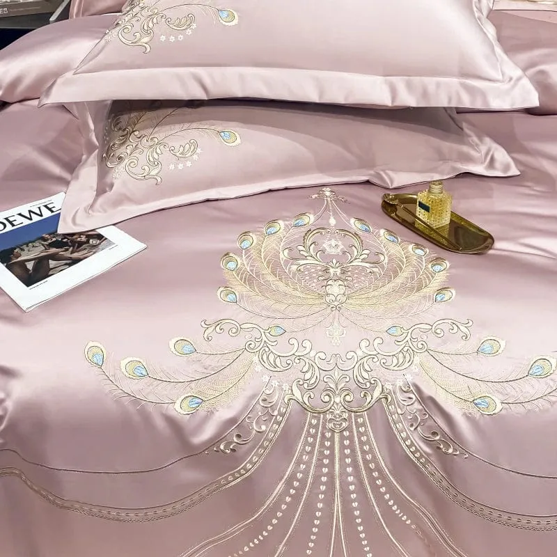 Victorian Royal Style Luxury Duvet Egyptian Cotton Embroidery Cotton 4 Pic Bedding Set