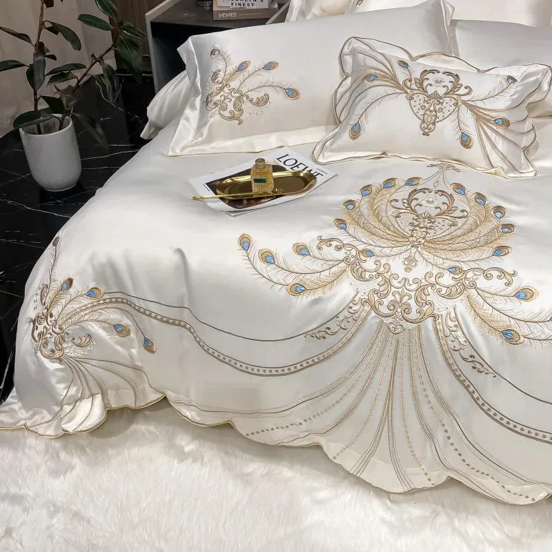 Victorian Royal Style Luxury Duvet Egyptian Cotton Embroidery Cotton 4 Pic Bedding Set