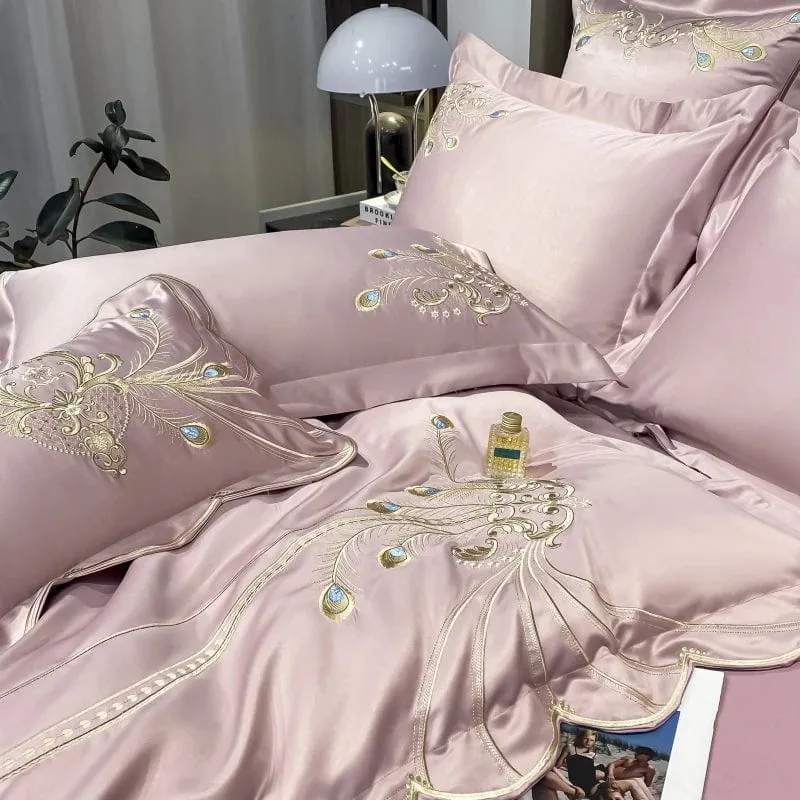 Victorian Royal Style Luxury Duvet Egyptian Cotton Embroidery Cotton 4 Pic Bedding Set