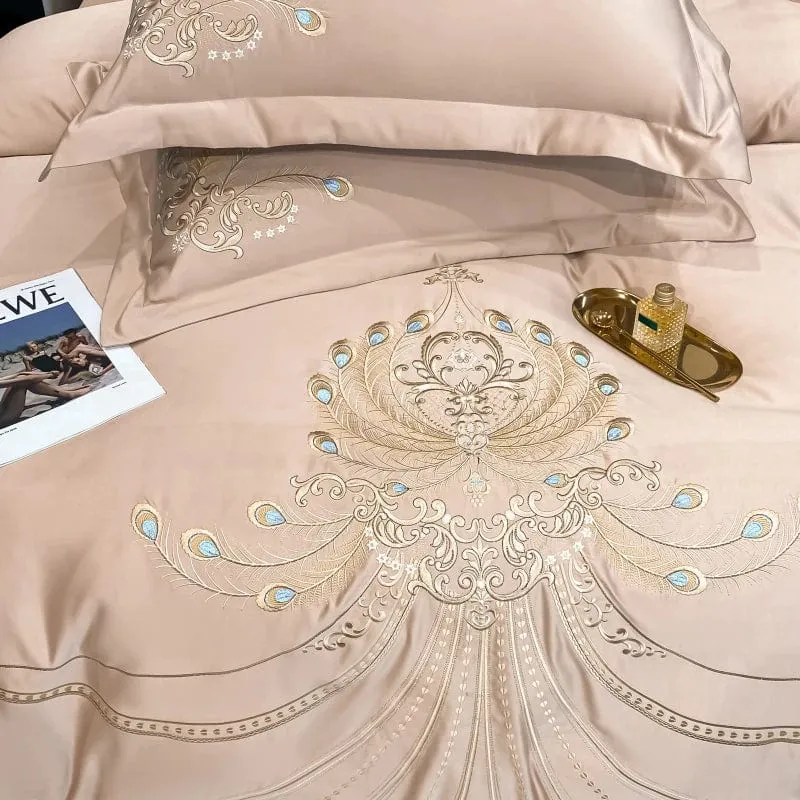 Victorian Royal Style Luxury Duvet Egyptian Cotton Embroidery Cotton 4 Pic Bedding Set