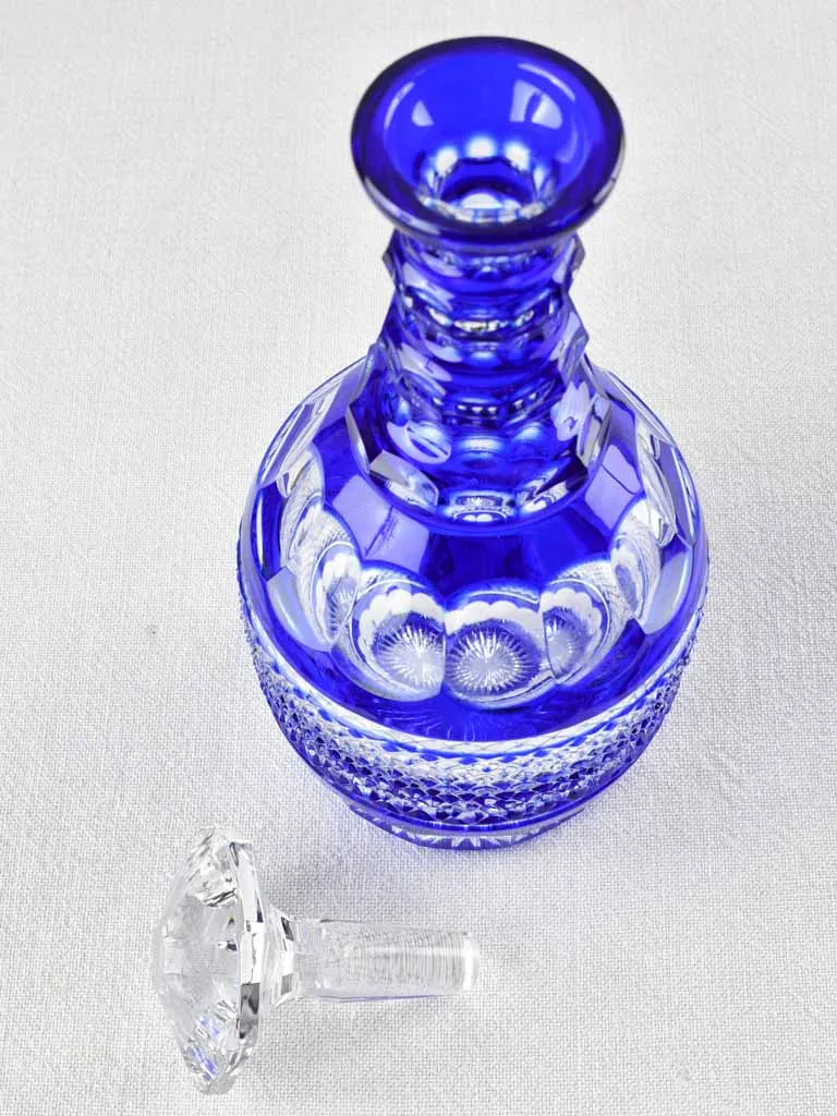 Vintage blue crystal carafe 3/4