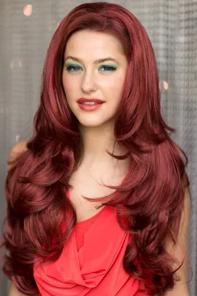 Wavy red half wig hairpiece extension (3/4 wig): Victoria