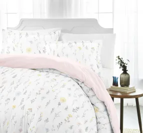 Wildflower Pattern 3-Piece Reversible Duvet Cover Set